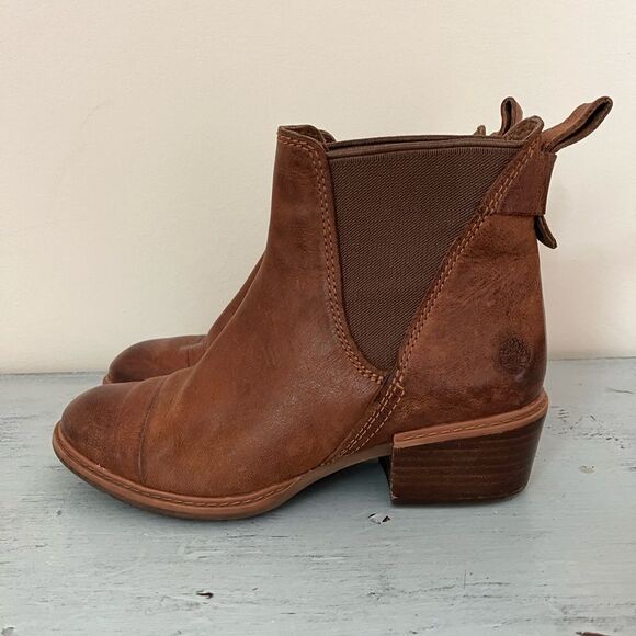Timberland Sutherlin Bay Brown Leather Stretch Chelsea Ankle Boot | Size 6 - Picture 2 of 13